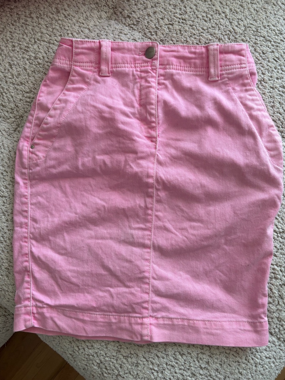 Marc Cain cotton pink high waisted denim skirt